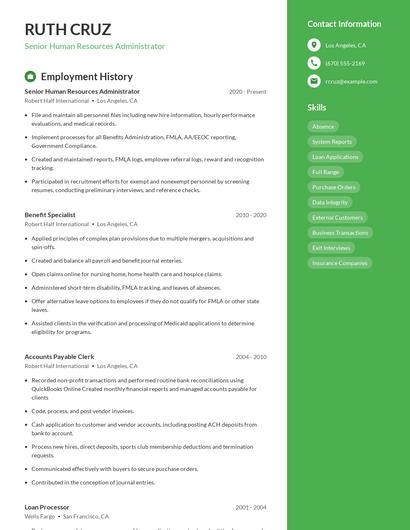 Senior Human Resources Administrator Resume