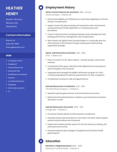 Senior Human Resources Assistant Resume