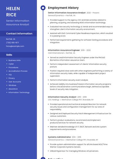 Senior Information Assurance Analyst Resume
