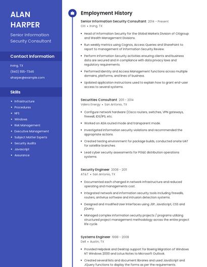 Senior Information Security Consultant Resume
