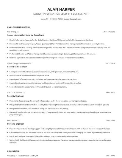 Senior Information Security Consultant Resume