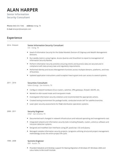 Senior Information Security Consultant Resume