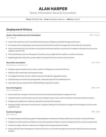 Senior Information Security Consultant Resume