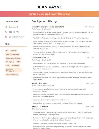 Senior Information Security Consultant Resume
