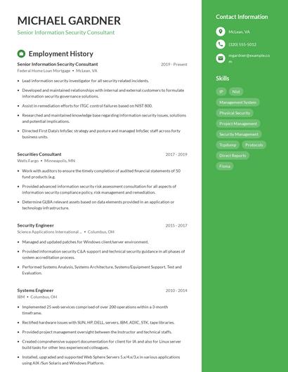 Senior Information Security Consultant Resume