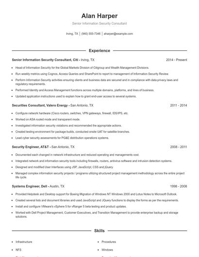 Senior Information Security Consultant Resume