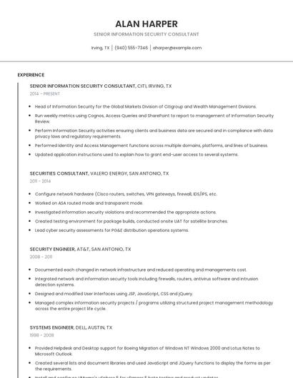 Senior Information Security Consultant Resume