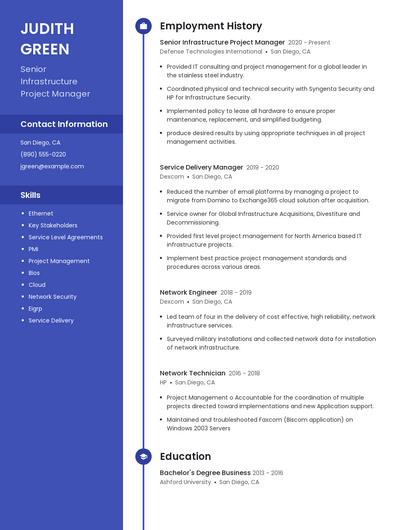 Senior Infrastructure Project Manager Resume