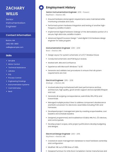 Senior Instrumentation Engineer Resume