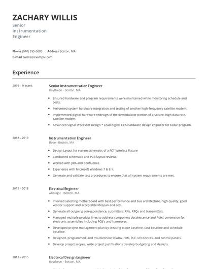 Senior Instrumentation Engineer Resume