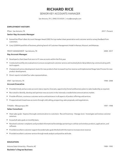 Senior Key Accounts Manager Resume