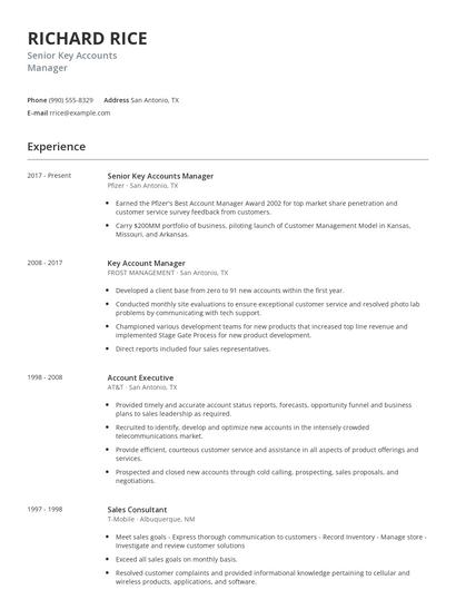 Senior Key Accounts Manager Resume