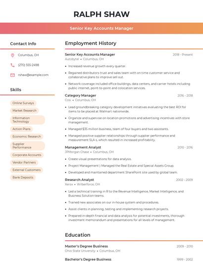 Senior Key Accounts Manager Resume