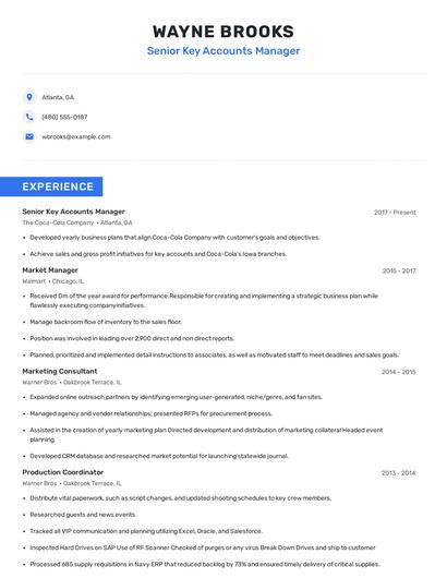 Senior Key Accounts Manager Resume