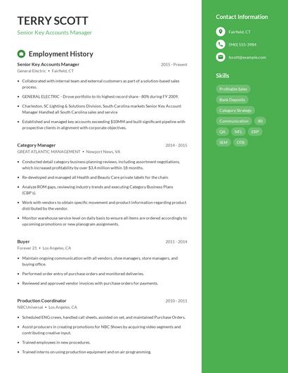 Senior Key Accounts Manager Resume