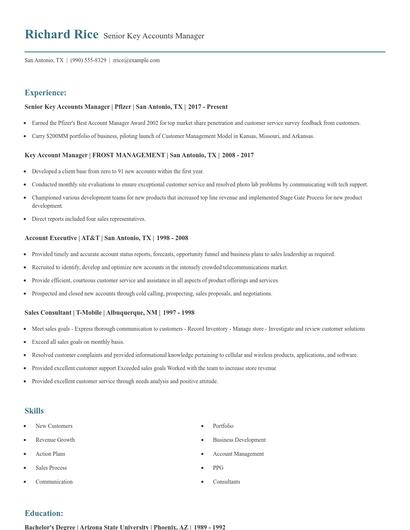 Senior Key Accounts Manager Resume