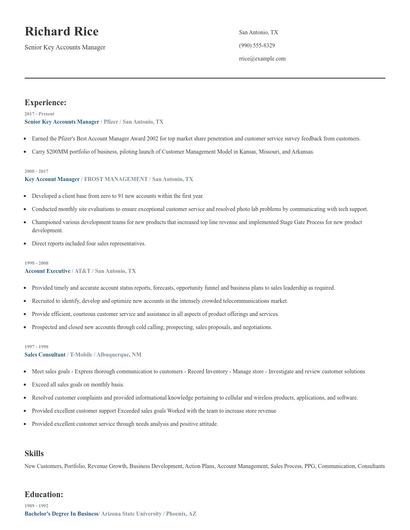 Senior Key Accounts Manager Resume
