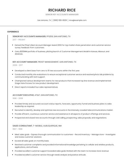 Senior Key Accounts Manager Resume