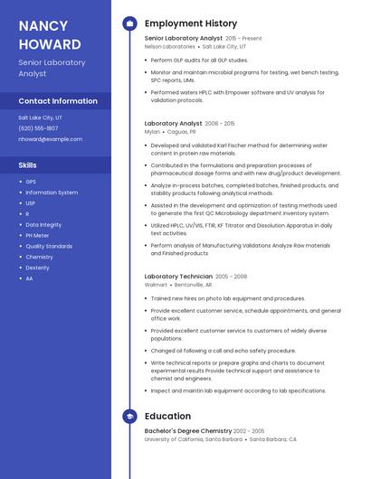 Senior Laboratory Analyst Resume