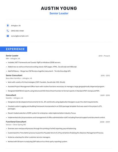 Senior Leader Resume