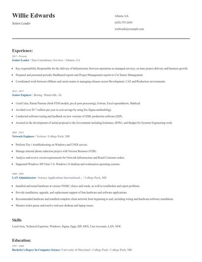 Senior Leader Resume