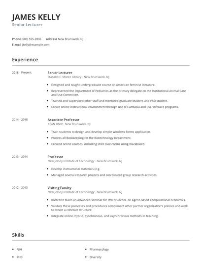 Senior Lecturer Resume