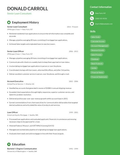 Senior Loan Consultant Resume