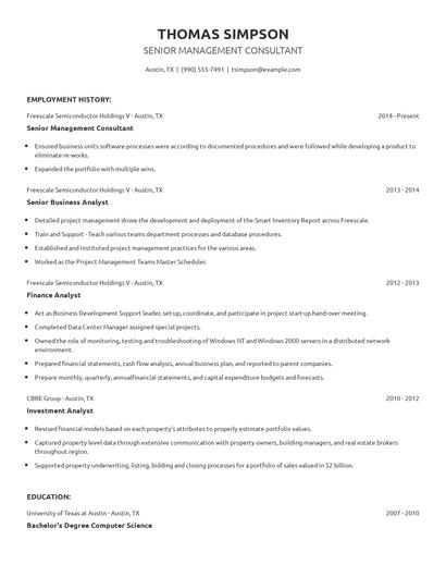 Senior Management Consultant Resume