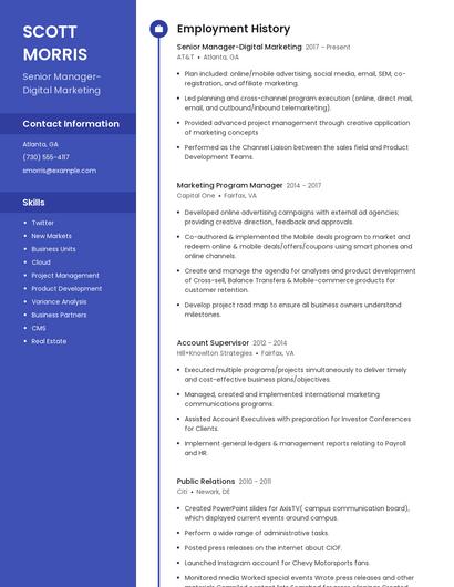 Senior Manager-Digital Marketing Resume