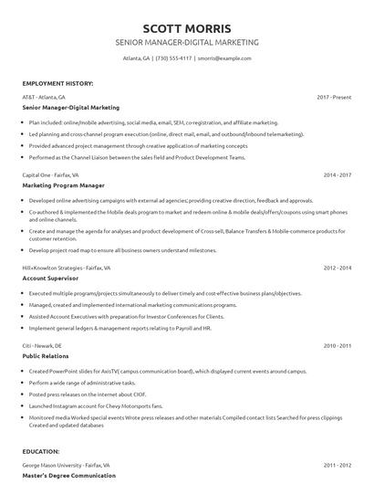 Senior Manager-Digital Marketing Resume