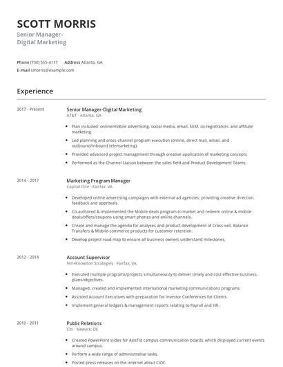 Senior Manager-Digital Marketing Resume