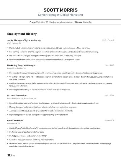Senior Manager-Digital Marketing Resume