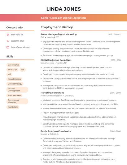 Senior Manager-Digital Marketing Resume