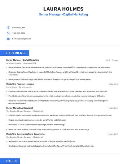 Senior Manager-Digital Marketing Resume