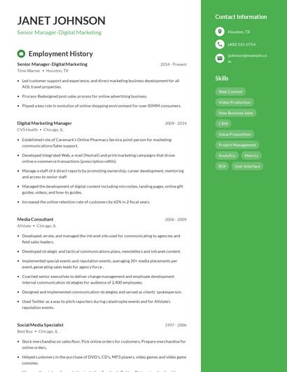 Senior Manager-Digital Marketing Resume