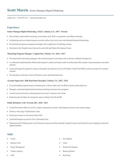 Senior Manager-Digital Marketing Resume