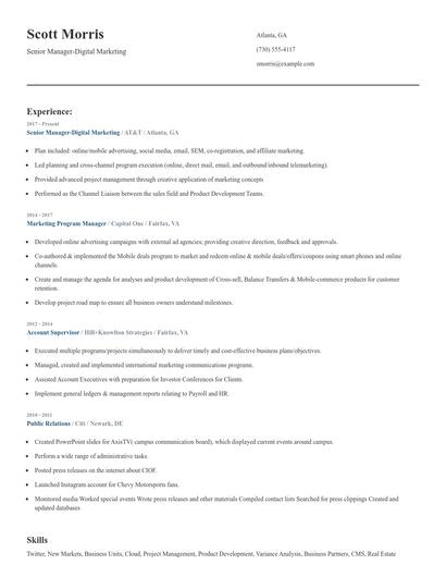 Senior Manager-Digital Marketing Resume