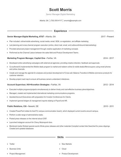 Senior Manager-Digital Marketing Resume