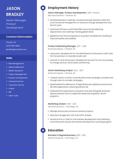 Senior Manager, Product Development Resume