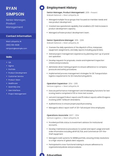 Senior Manager, Product Management Resume