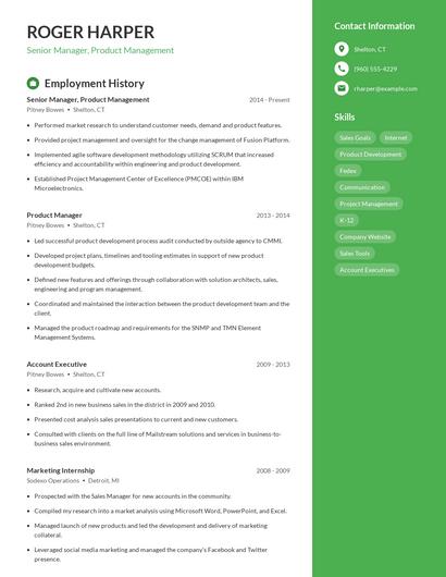 Senior Manager, Product Management Resume