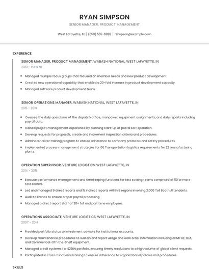 Senior Manager, Product Management Resume