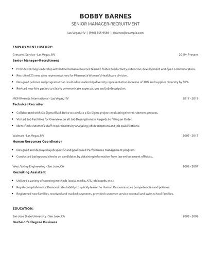 Senior Manager-Recruitment Resume