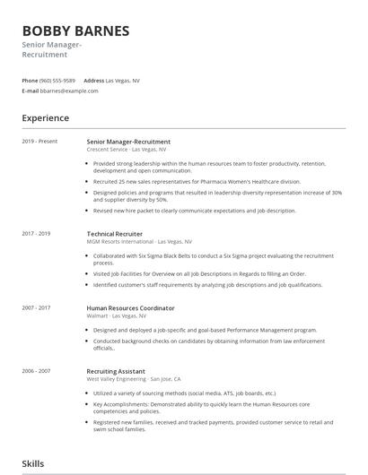 Senior Manager-Recruitment Resume