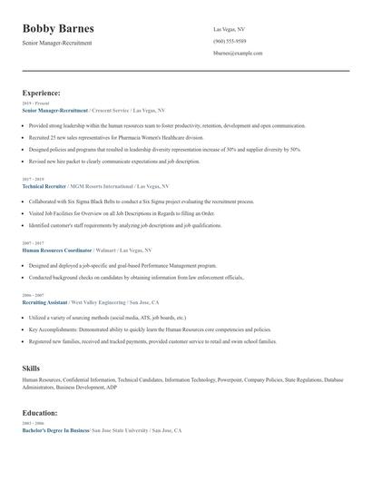 Senior Manager-Recruitment Resume
