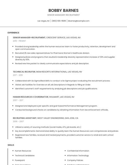 Senior Manager-Recruitment Resume