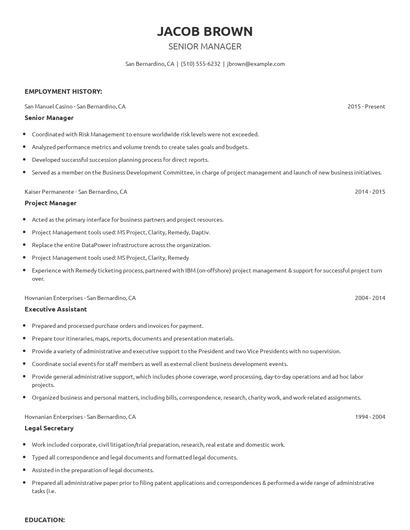 Senior Manager Resume