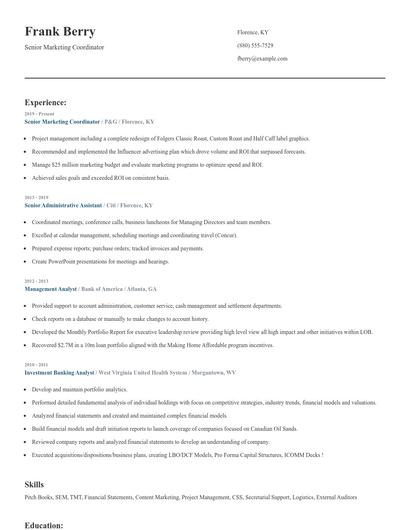 Senior Marketing Coordinator Resume