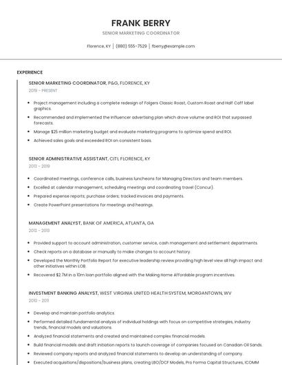 Senior Marketing Coordinator Resume