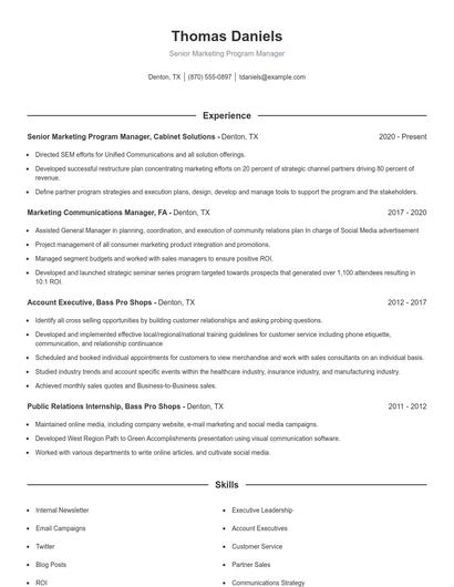 Senior Marketing Program Manager Resume